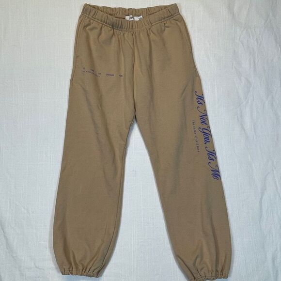 The Mayfair Group Tan It’s Not You It’s Me Elastic Waistband Sweatpants Medium - Picture 1 of 9